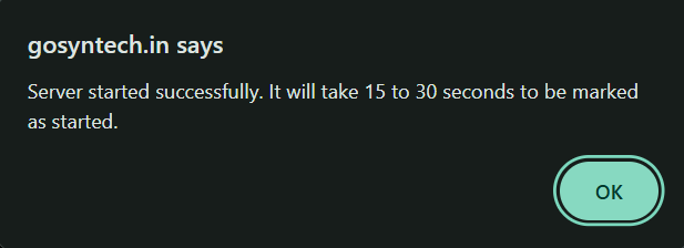 Server Start Popup